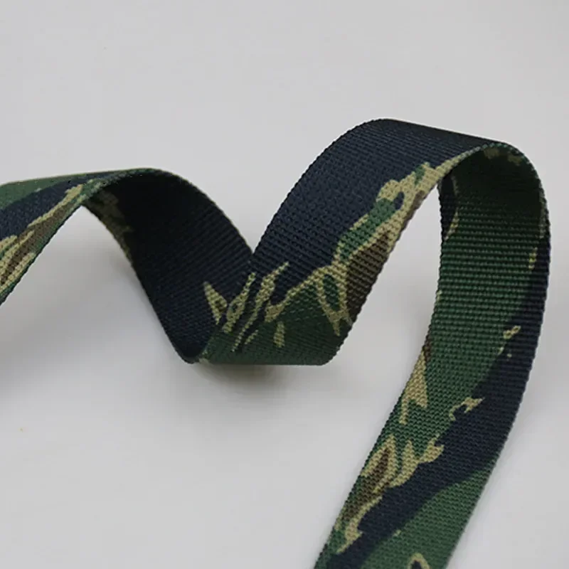 

1 Meter Long 2.5cm Width Tiger Stripe Camouflage Webbing Non-elastic Edging Strips Bag Luggage Belt Fabric Accessory