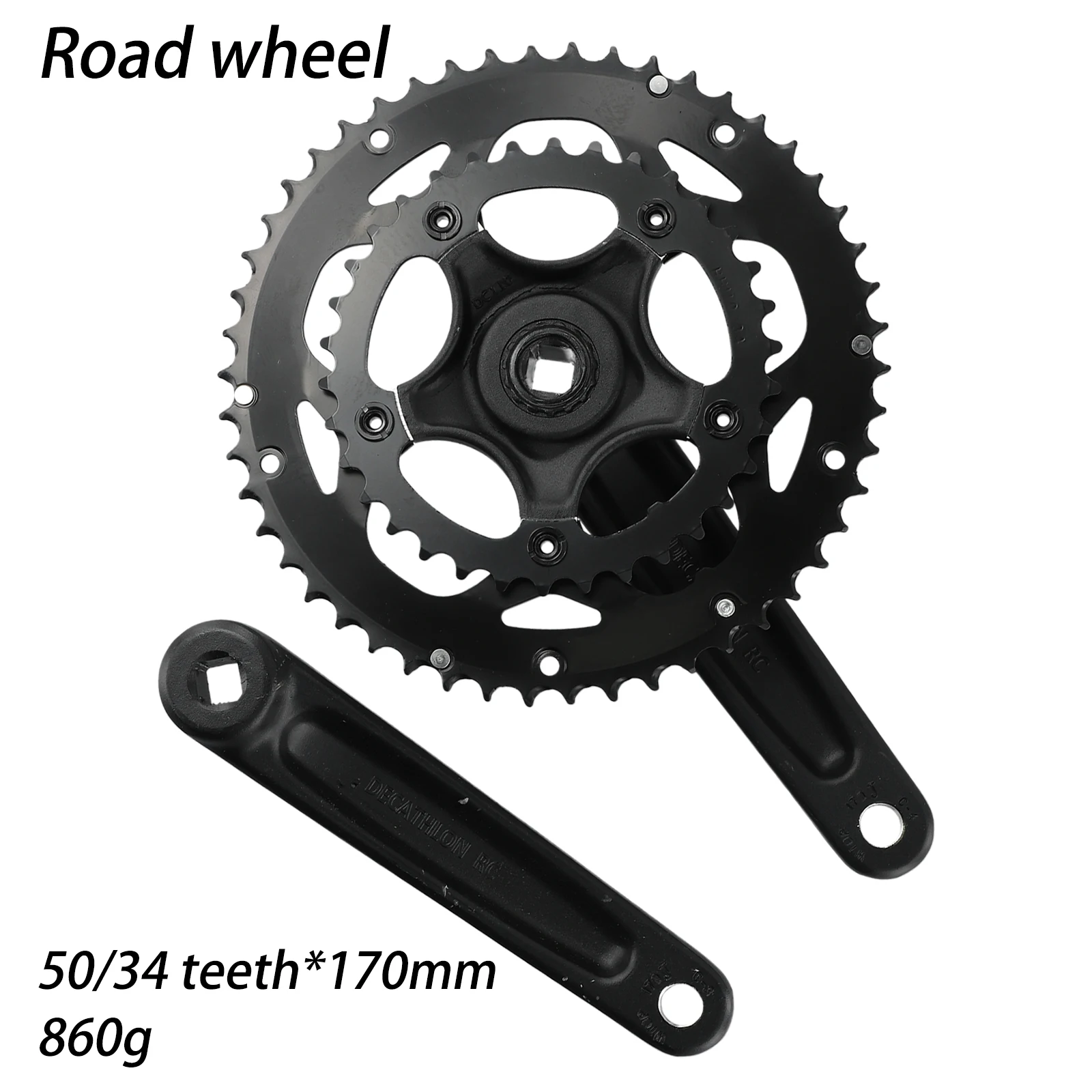 Bike Bicycle Double Chainwheel Cranket Cycle Double Crankset Chainset Square Taper 34/50T AL6061 Aluminum Alloy