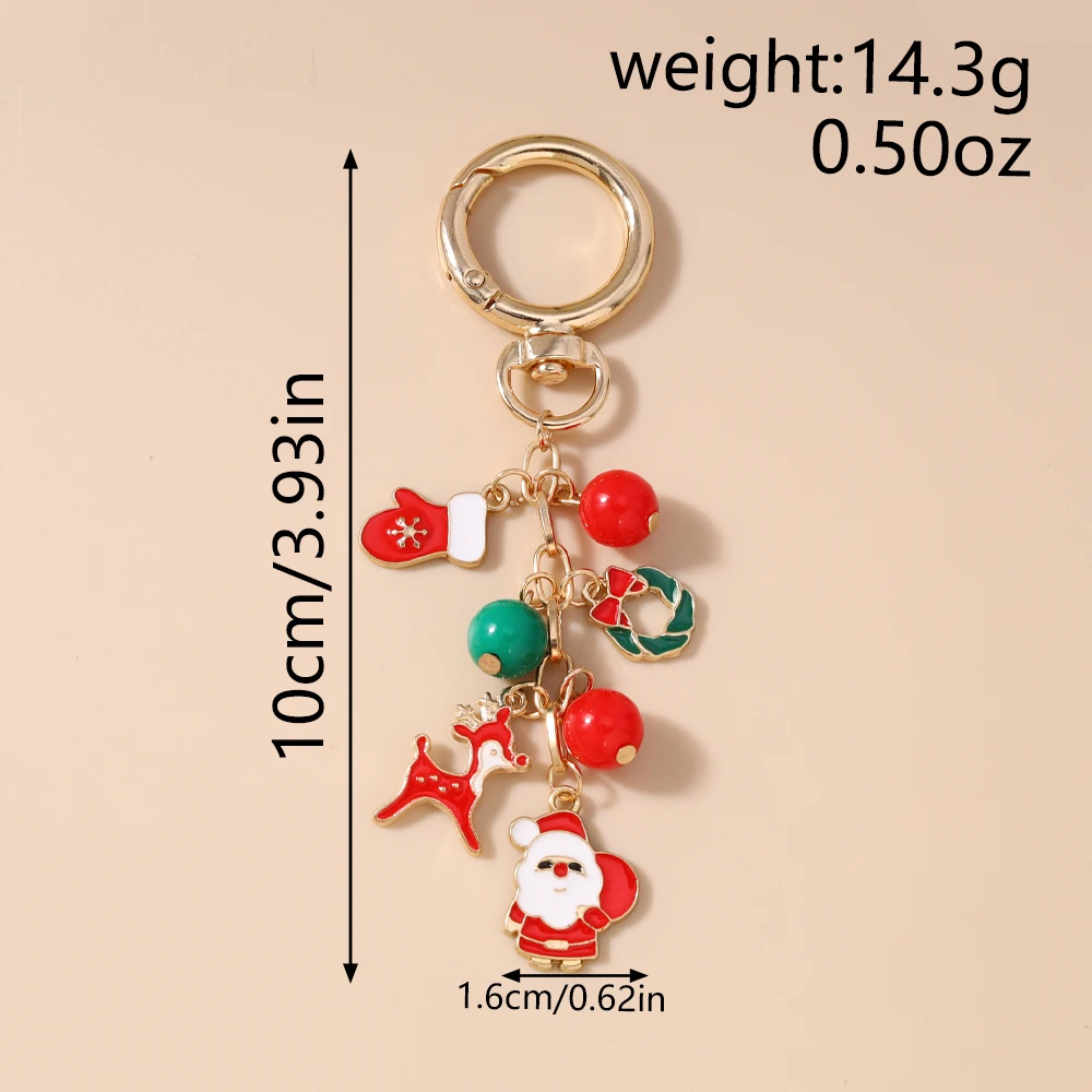 Aihua Niedlicher Y2K Weihnachts-Schlüsselanhänger mit Perlen, Weihnachtsbaum, Schneemann und Weihnachtsmann für Damen und Herren, Neujahrs-Schmuckgeschenke – Detail 24