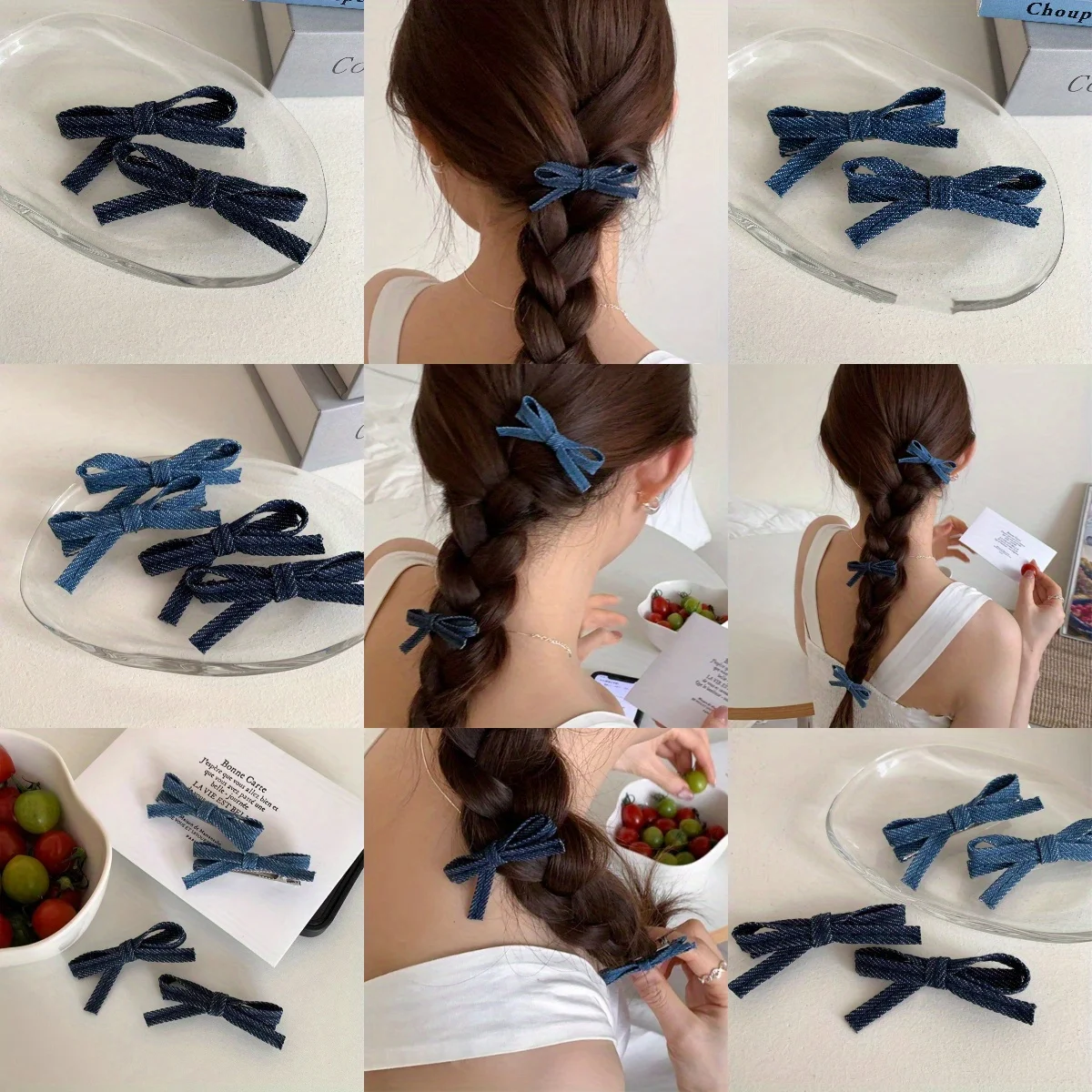 

1pc Fashionable Denim Bow Grab Clip, New High-end Hairpin, Large Shark Clip Headdress on The Back of The Head