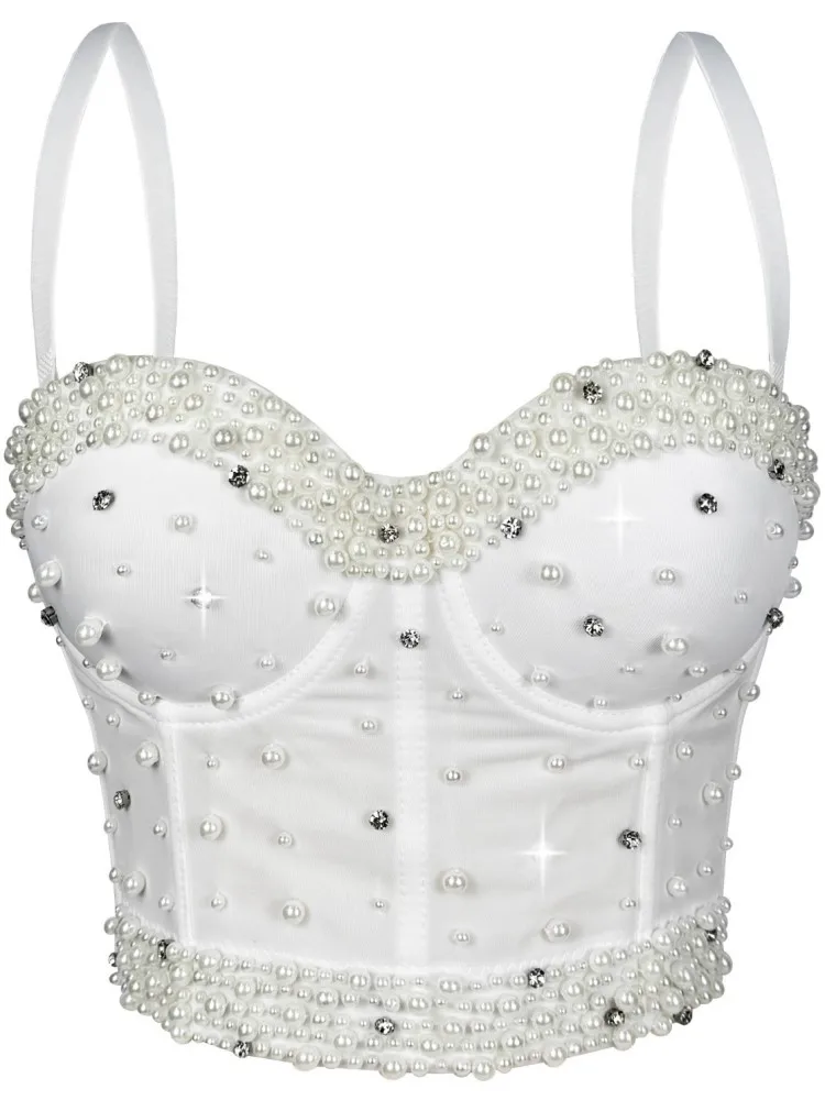 

2026 Female Corset Top Women Camis Nightclub Pearls Short Chest Binder Sexy Camisole Mujer Lingerie Tube Bra Debardeur