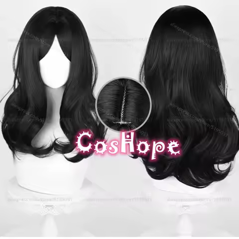 Pieck Finger Cosplay Wig 60cm Long Curly Wig Black Wig Cosplay Anime Cosplay Wigs Heat Resistant Synthetic Wigs