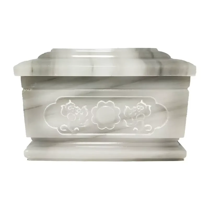 for Water Ink Jade Natural Marble Cremation Urn Hand Engraved Memorial Funeral Urn Durable Stone Ash Container for Human