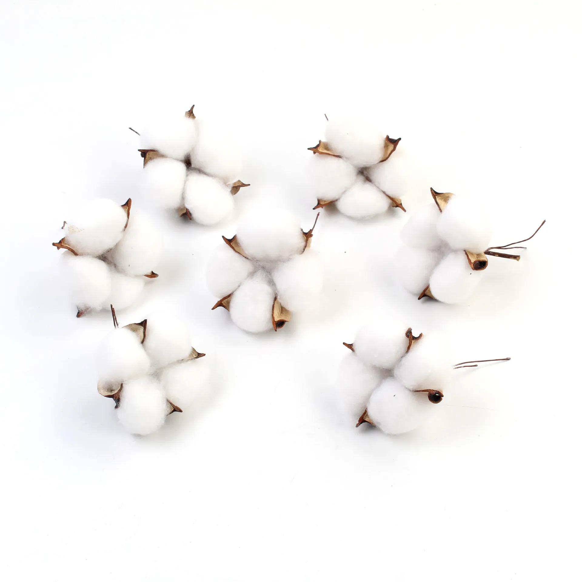 5Pcs Artificial Dried Cotton Flowers Heads White Flower Branch For Wedding Party Decoration Fake Flower Home Flower Decor