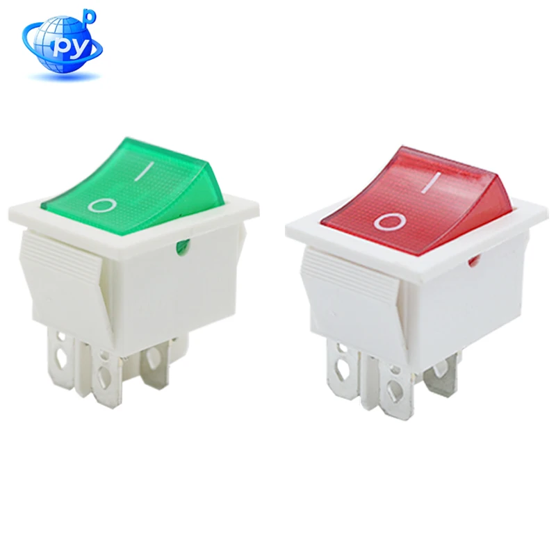 KCD4 Illuminated Rocker Switch 2-Position ON/OFF 4-Pin 15A 250VAC 20A 125VAC - White Base Power Switch for Electrical Equipment,
