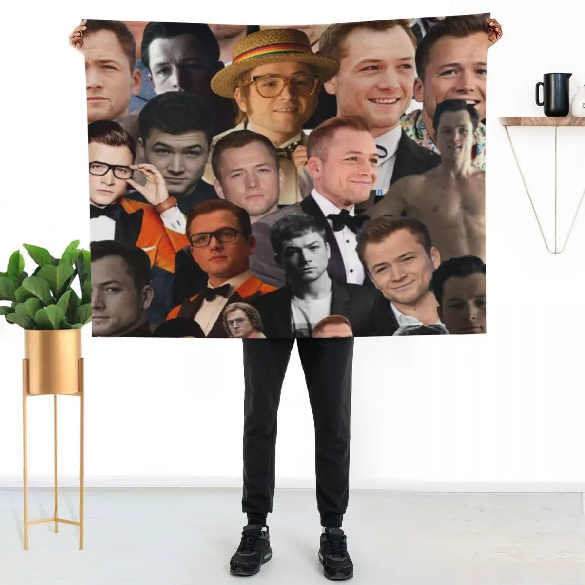 taron egerton photo collage Throw Blanket heavy to sleep Baby Flannels Soft Big bed plaid Blankets