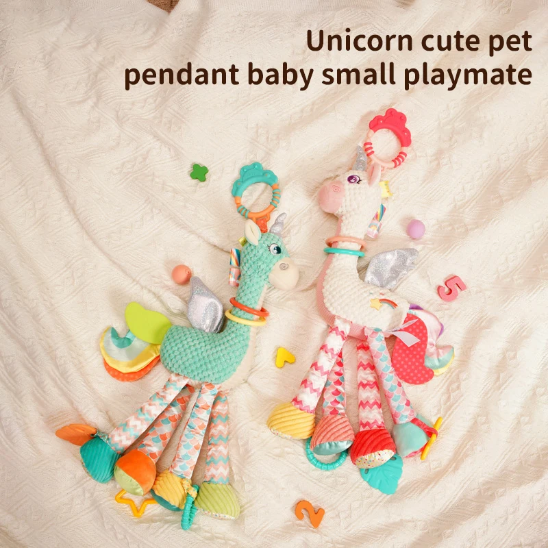 Baby Handheld Toys Bed Bells Cute Soft Giraffe Zebra Animals Handbells Rattles Music Teether Can Bite Baby Grip Training Toys