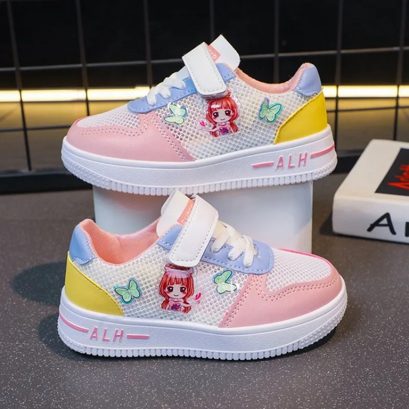 

Kids Popular Cartoon Sports Superlight Shoes Girls White Sneakers Spring Autumu Casual Mesh Breathable Children Running Shoes