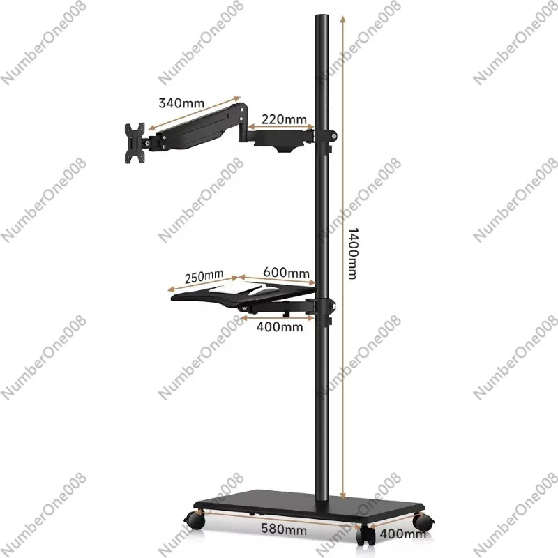 

For Monitor Floor-to-ceiling Bracket Movable Lifting Table with Keyboard Support Screen Rotating Telescopic Cantilever Hanger
