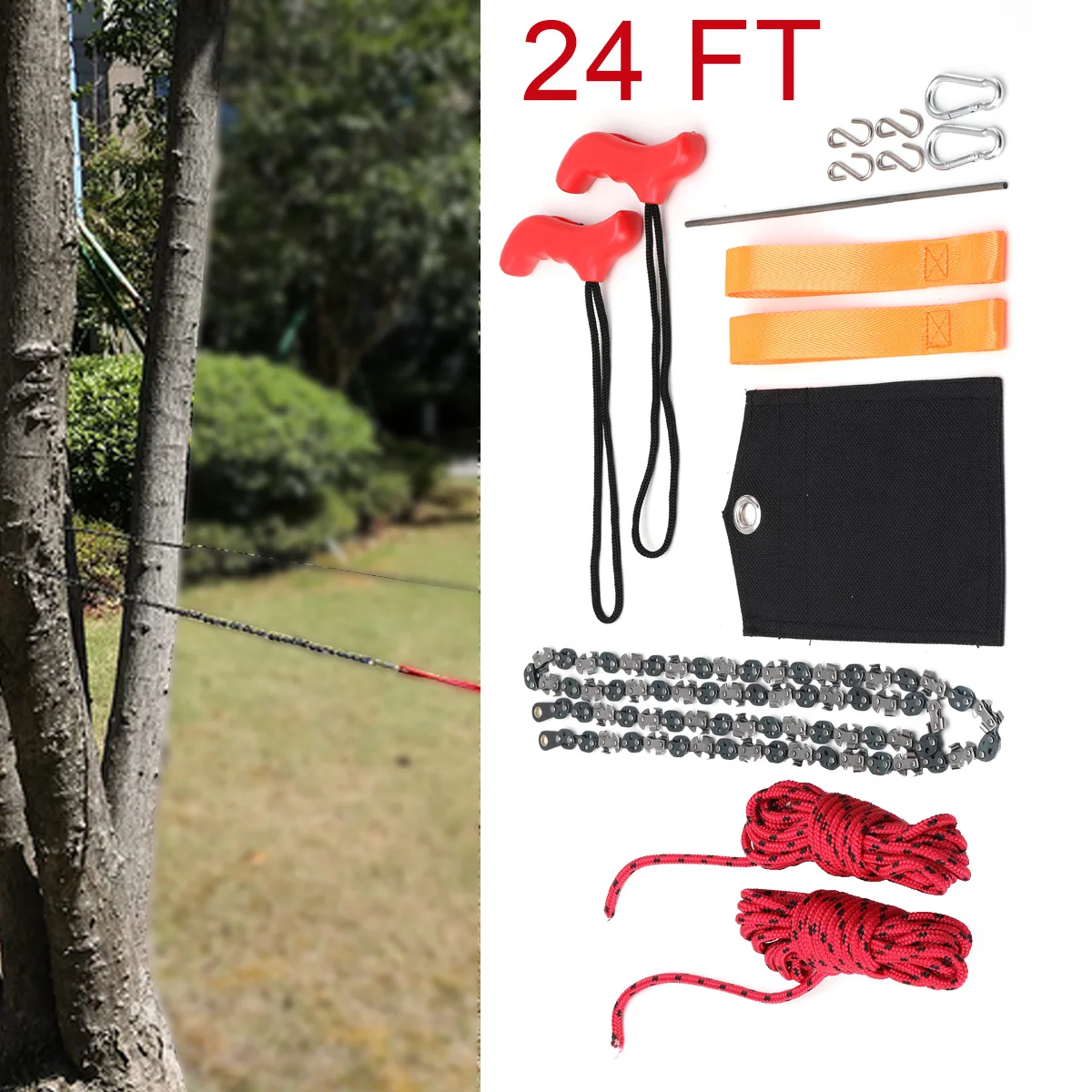 Tragbare Zugsäge 48 Zoll Handgeführte Drahtsäge Outdoor Survival Handkettensäge Multifunktions-Taschenkettensäge – Detail 7