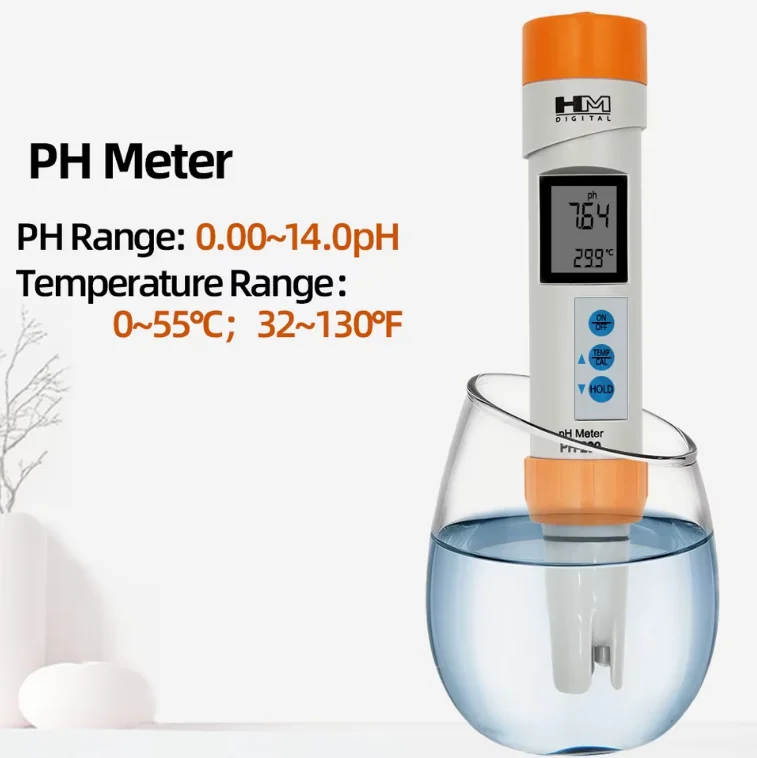 HM Digital PH-200 PH Meter COM-100 EC TDS Meter Temperature Automatic Calibration PH Water Quality Pen Tester