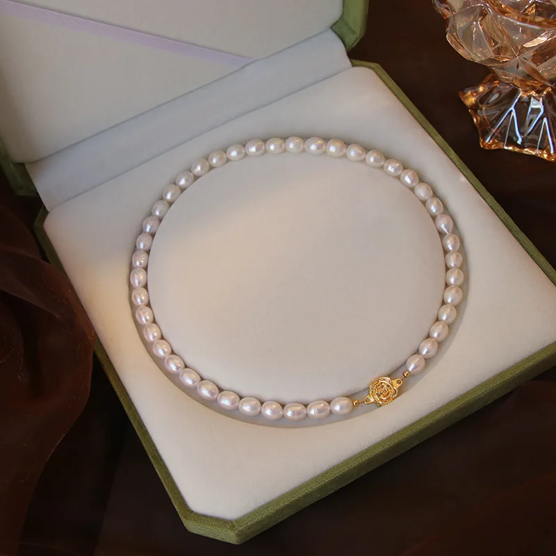 

100% Natural Freshwater Pearl Elegant Rose Flower 14K Gold Filled Female Chain Necklace Promotion Jewelry Gifts No Fade Cheap
