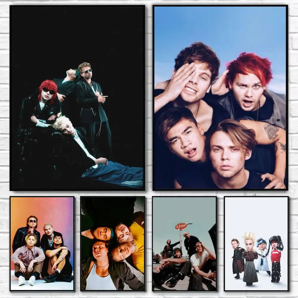 

5 5SOS S-Seconds of S-Summer Poster Self-adhesive Art Waterproof Paper Sticker Coffee House Bar Room Wall Decor