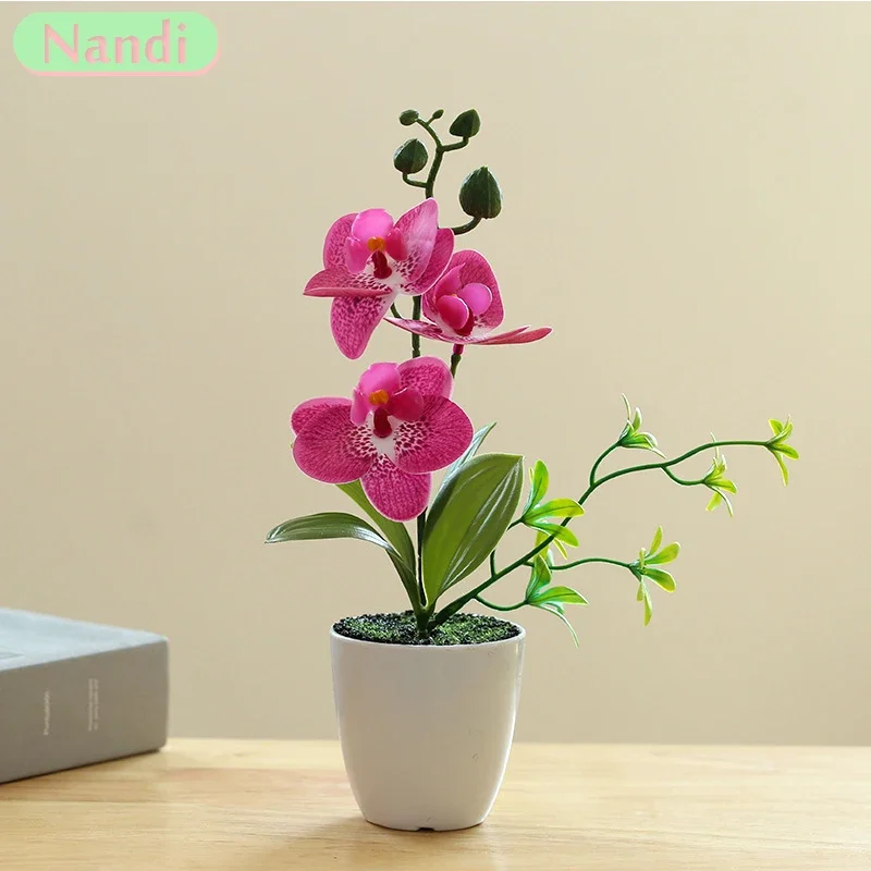 

Mini Simulated Bonsai Phalaenopsis Artificial Potted Plant Desk Dining Table Office Vase Wedding Room Decoration Numberblocks