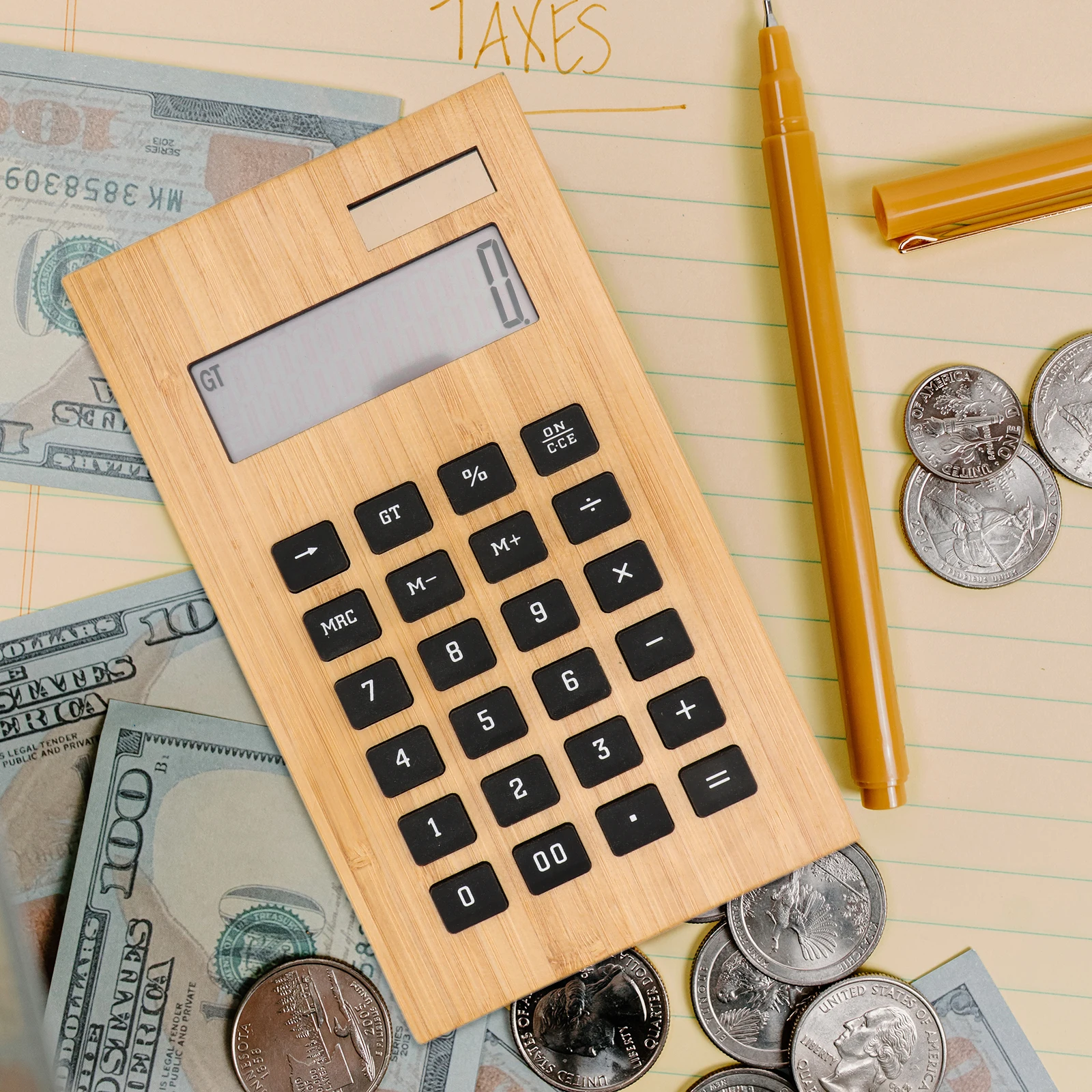 

Solar Calculator Calculation Aids for Working Portable Electronic Bamboo Office Stationery Simple