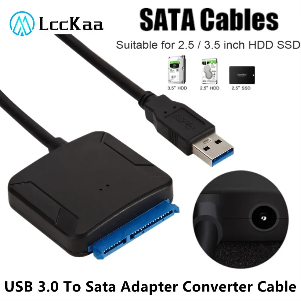 USB 3.0-SATA 케이블, SATA-USB 3.0 어댑터 케이블 지지대, 2.5 인치, 3.5 인치 외장 SSD HDD 어댑터, 하드 드라이브 노트북 액세서리