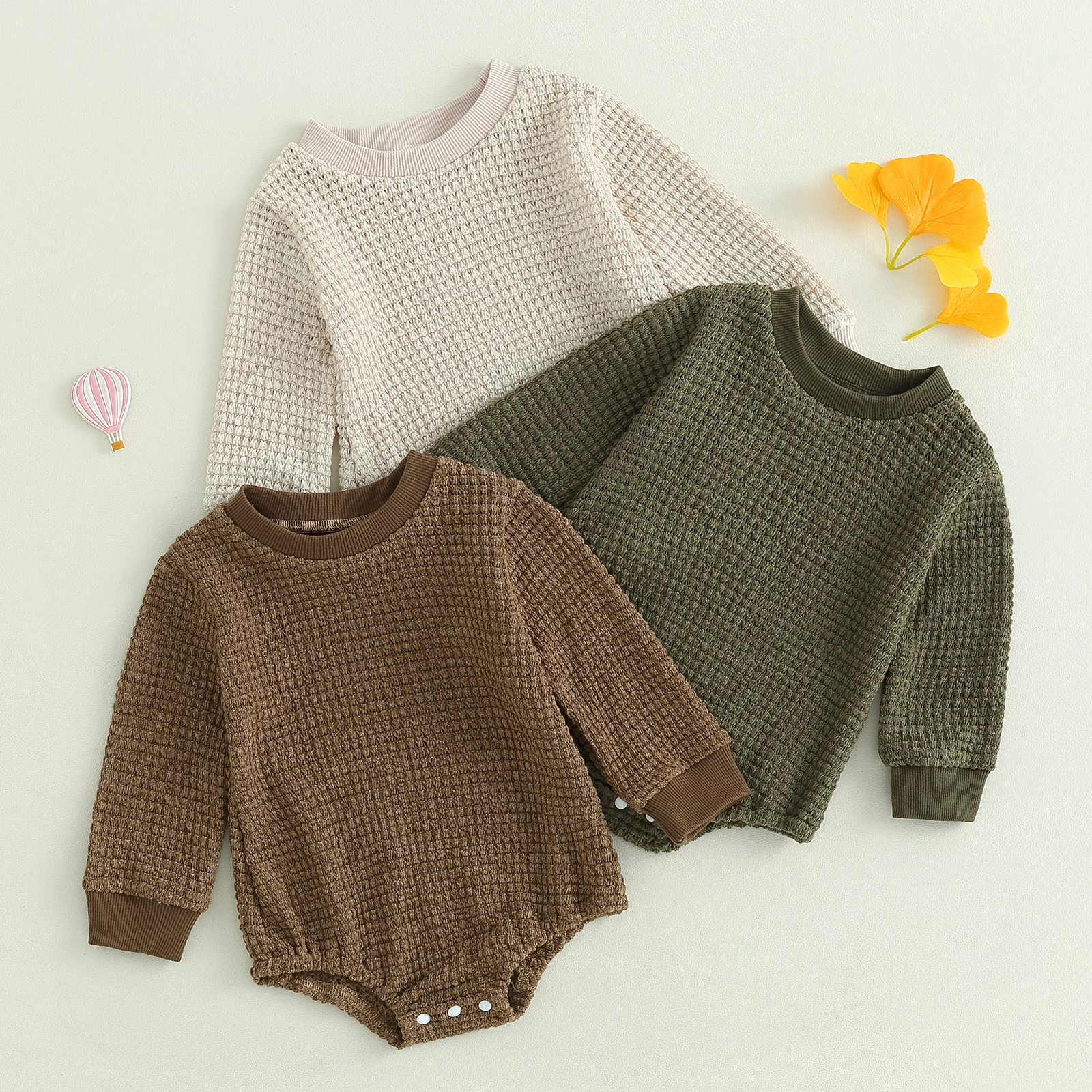 

Baby Boy Girl Knit Sweater Bubble Romper Newborn Oversized Crewneck Sweatshirt Bodysuits Jumpsuit Cute Fall Winter Outfits