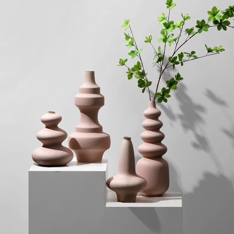 

Nordic art small mouth ceramic vase ornament flower arrangement creative living room dining table home decoration