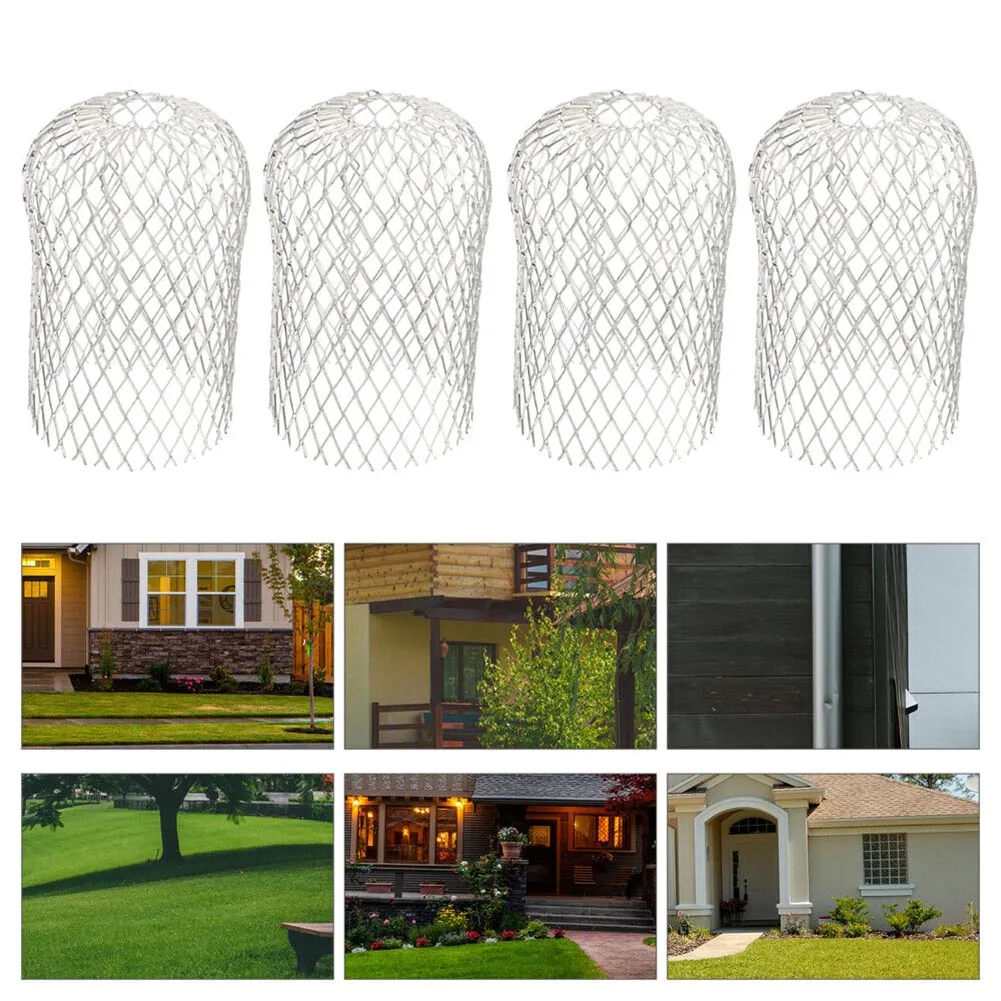 4 PCS Gutter Aluminum Mesh Gutter Leaf Debris Mud Trap Guards Drain Pipe Cover Downpipe Gutter Guards Set