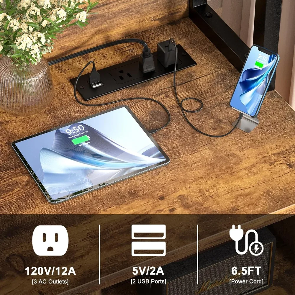 خزانة ملفات مع قاعدة شحن، خزانة ملفات عمودية مع قفل ودرج كبير، حامل طابعة مع رف تخزين #4