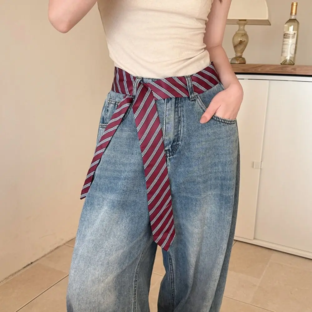 

Casual Korean Striped Tie Stripe Y2K Shirt Tie Decoration Printed Retro Belt Accessories Students