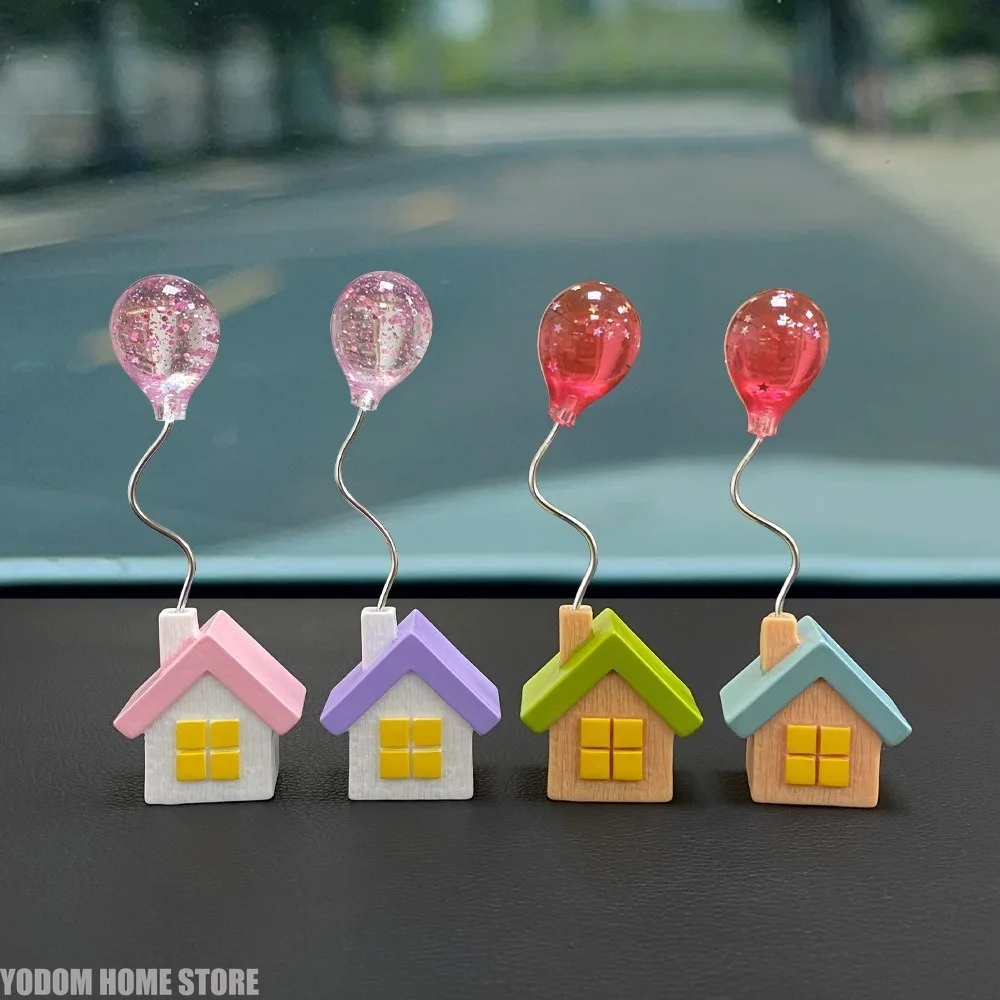 1 Pack Car Decoration Balloon House Car Dashboard Mirror Cartoon Resin Decoration Mini DIY Decoration Accessories Figurines view 5