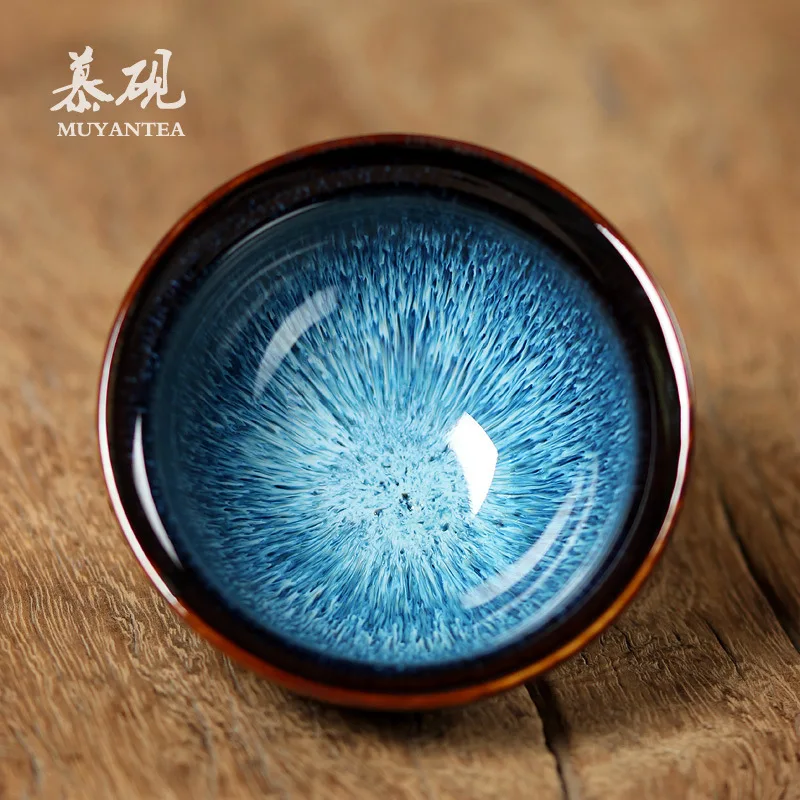 

Mu Tao Zenghua De Rabbit Hair Oil Drop Jian Zhan Master Purely Handmade Obsidian Glaze Cup Japanese Tea Set Bowl