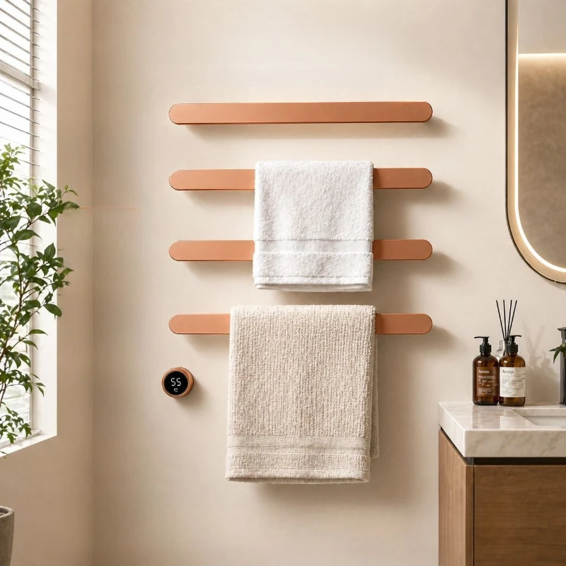 Stainless Steel Electric Heated Towel Rail Antibacterial Heated Clothes Rack Easy Cleaning Rust Proof Cloth Warmer for Bathroom