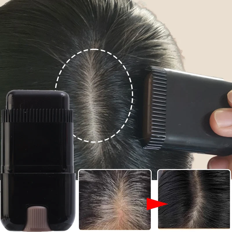 Barra para teñir el cabello temporal de larga duración, color negro y marrón, lápiz de línea de cabello blanco cubierto, tinte instantáneo para cobertura de cabello gris, crema de tinte