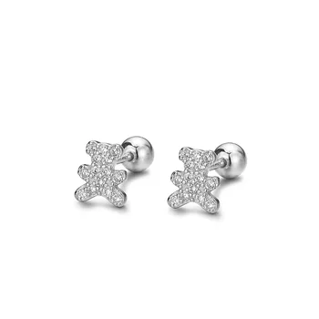 Uniorsj 100% 925 argent Sterling haute qualité mignon dessin animé Mini ours petites boucles d'oreilles pour les femmes bijoux