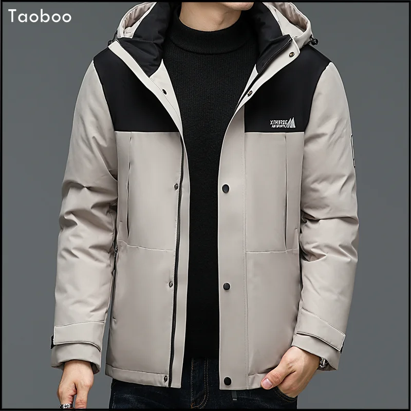 2024 New Safari Style Men\'s down jacket Winter Loose Hooded Fashion Casual Brand White Duck Down Coats Solid Warm Men\'s Clothing