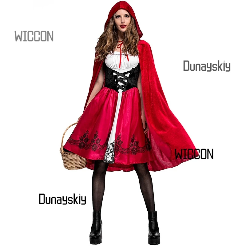 Cape rouge cosplay d'halloween, costume de demoiselle d'honneur Lolita, festival de bière sexy, costume de fête de spectacle sur scène de noël