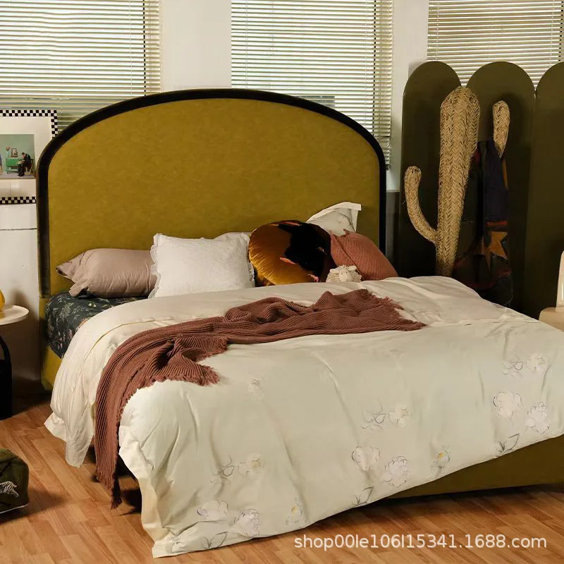 American French complex medieval simple technology cloth soft by high back bedroom hotel homestay vaulted children's bed double