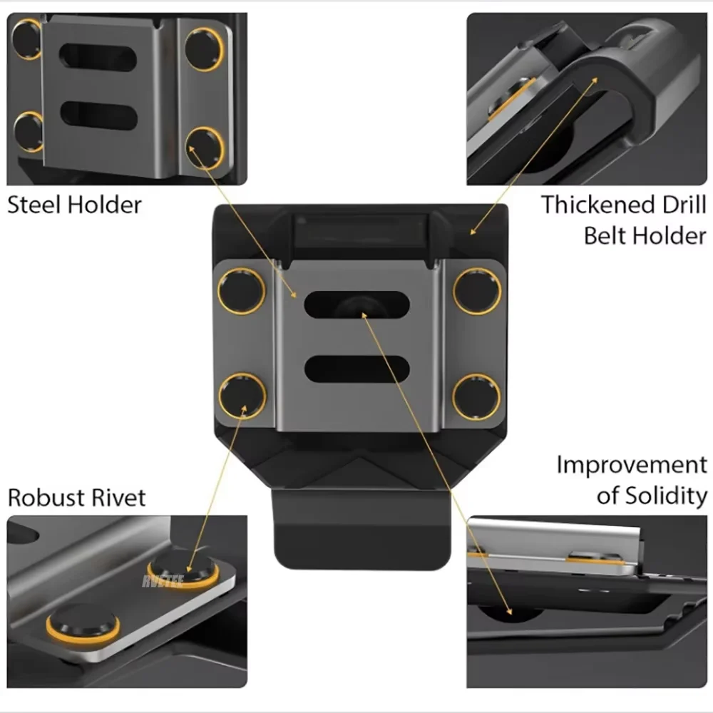 Heavy Duty Drill Holder Belt Clip for Cordless Drill Tape Measure Tool Belt Hanger Organizer