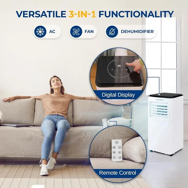 SereneLife-SLACP803 Condicionador De Ar Portátil, Único Duto, 8000 BTU Capacidade, Ashray, Compact Home A, C Unidade De Refrigeração