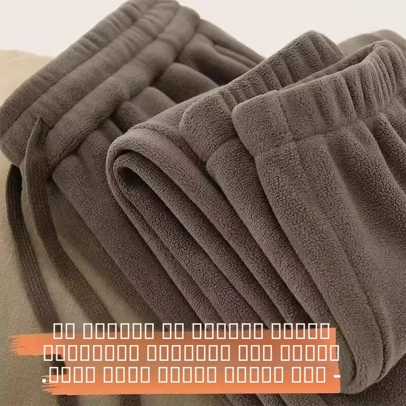

Thiened Fce Men's Casual Pants Autumn Winter Loose Warm Spor Sweatpants for Working And Leisure Polyester Fiber