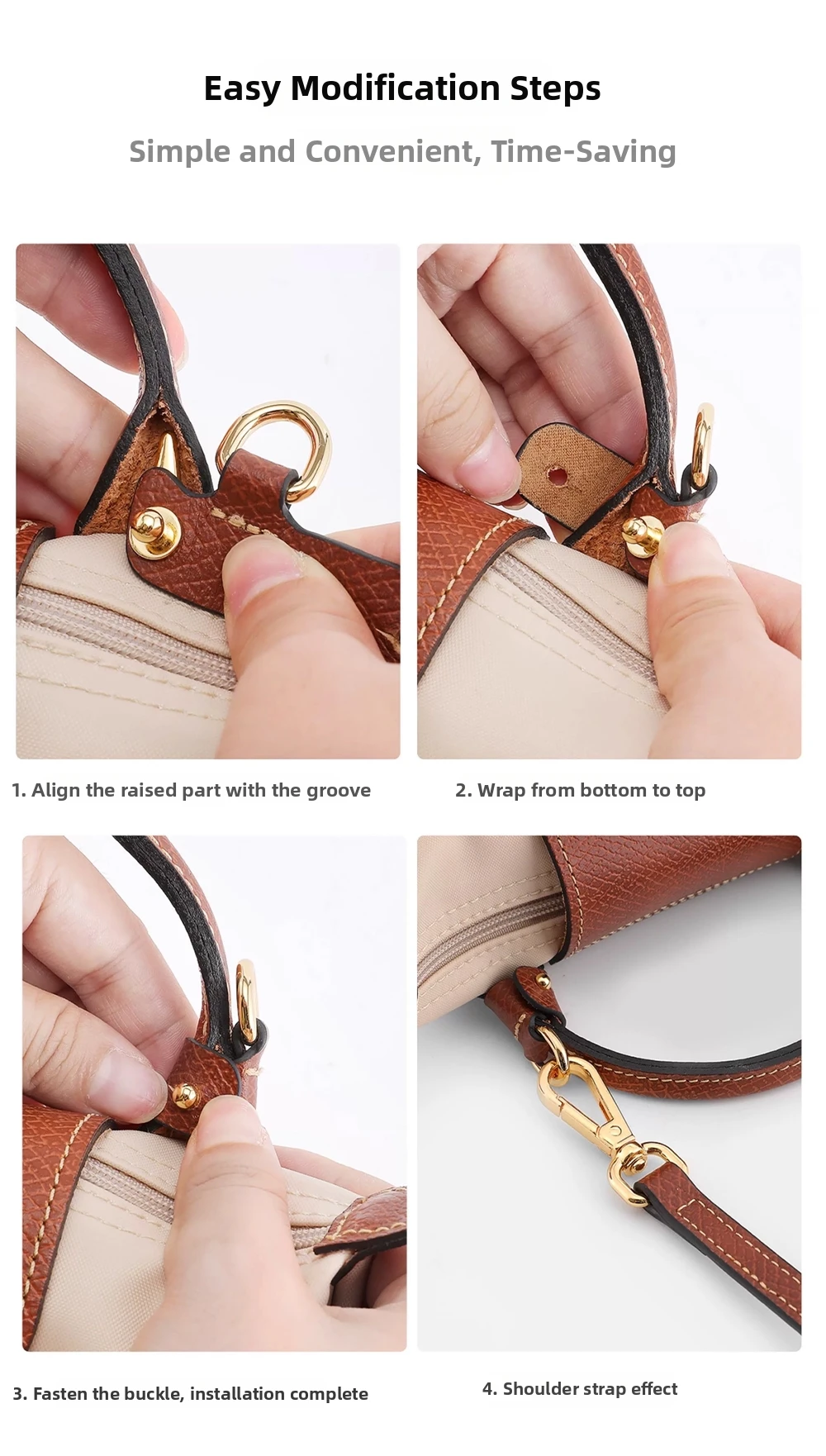 2026 New Leather Bag Strap For Longchamp Mini Lime Durable Fashion Without Punching Modification Bag Accessories
