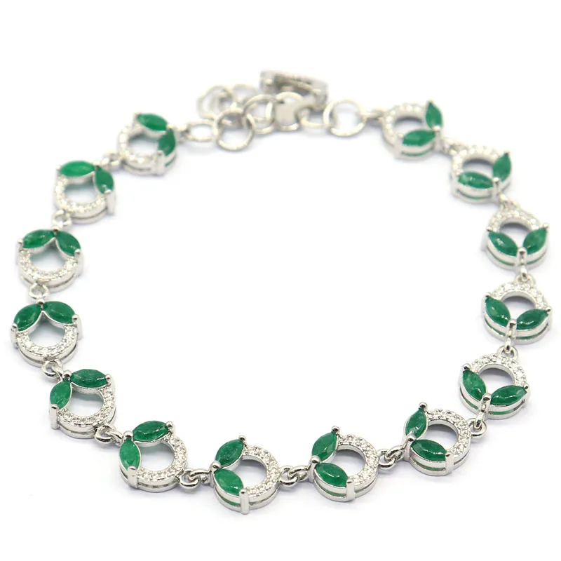 

Buy 5 Get 1 Free 9x9mm Charming Real Green Emerald Peridot Kunzite Tourmaline Violet Tanzanite CZ Silver Bracelet 8-9inch