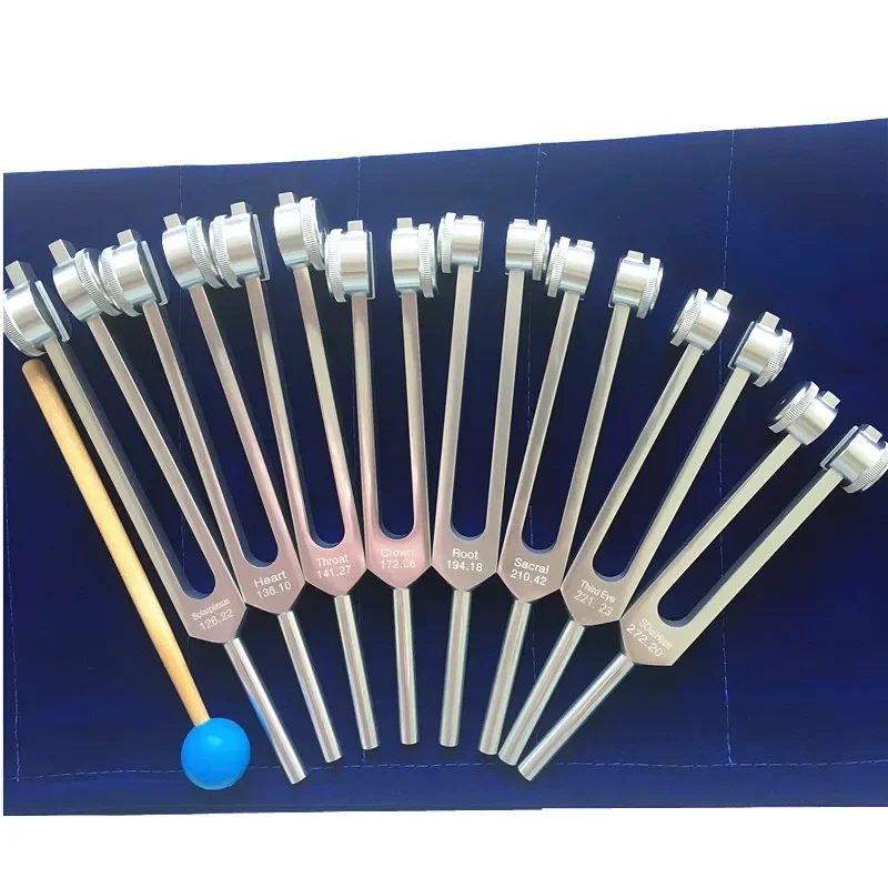 Aluminum Alloy Chakra Diapasons Silver Tuning Fork Set Professional Tuning Forks Sound Healing Medical Music Therapy Instruments