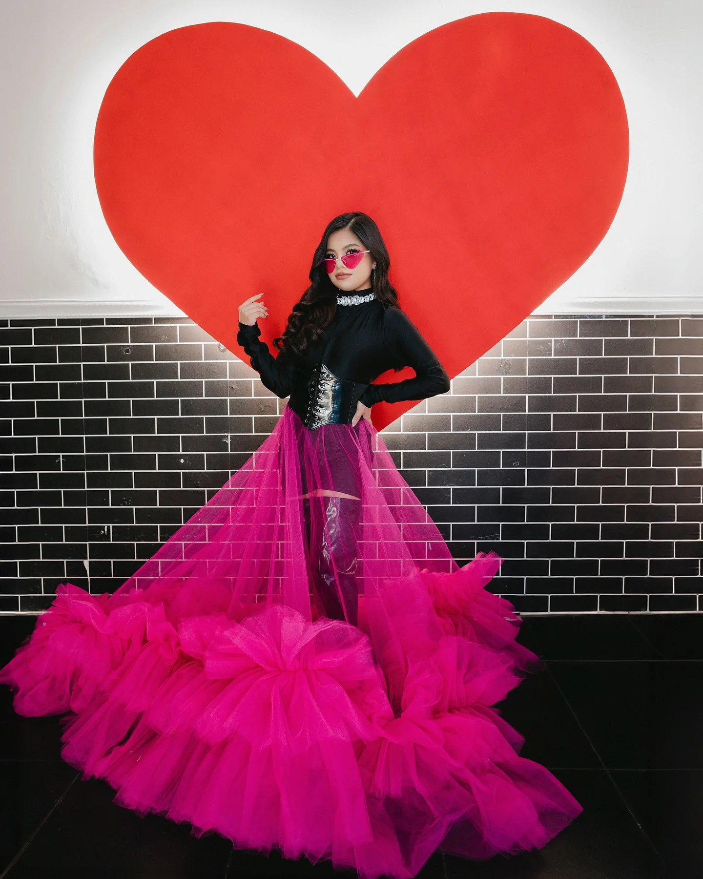 Neon Green See Thru A-line Long Tulle Skirts With Ruffles Trimmed Bottom Amazing Fuchsia Long Tutu Tulle Maxi Skirt