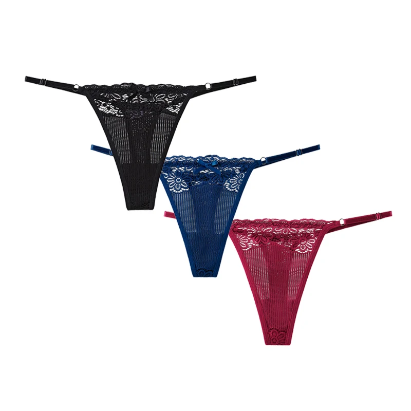 BANNIROU 3Pcs Lace G-string For Woman Sexy T-back Thongs Female Panties Women's Lingerie Underwear Intimates New Free Shipping