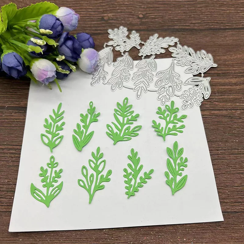 8 sztuk liście ramki metalowe wykrojniki szablony dla DIY Scrapbooking dekoracyjne wytłaczanie rzemieślnicze szablon