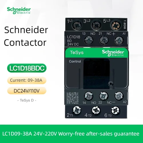 Contactor CC serie Schneider Electric LC1D Control trifásico normalmente abierto con bobina CC 24V 110V 220V para sistemas eléctricos