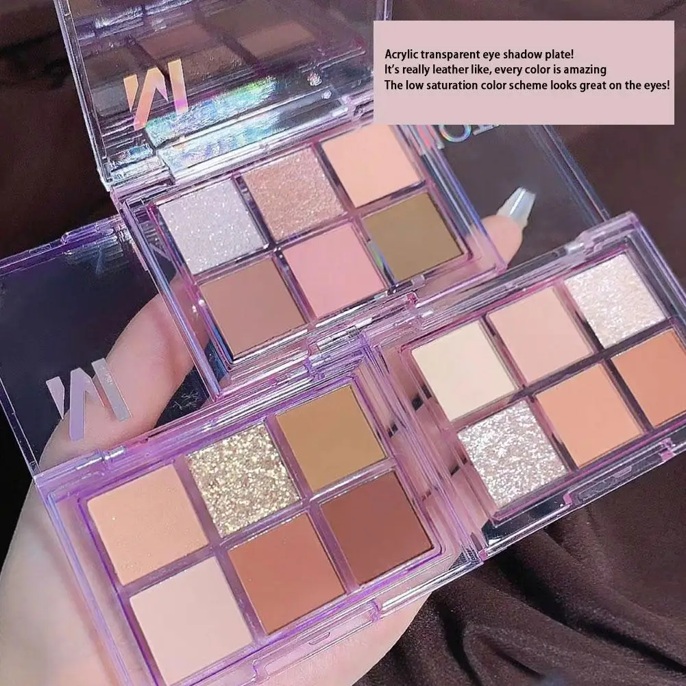 Placa de sombra de ojos de maquillaje desnudo de 6 colores, paleta de sombras de ojos de maquillaje de estudiante mate de Color tierra, lentejuelas, H1L9