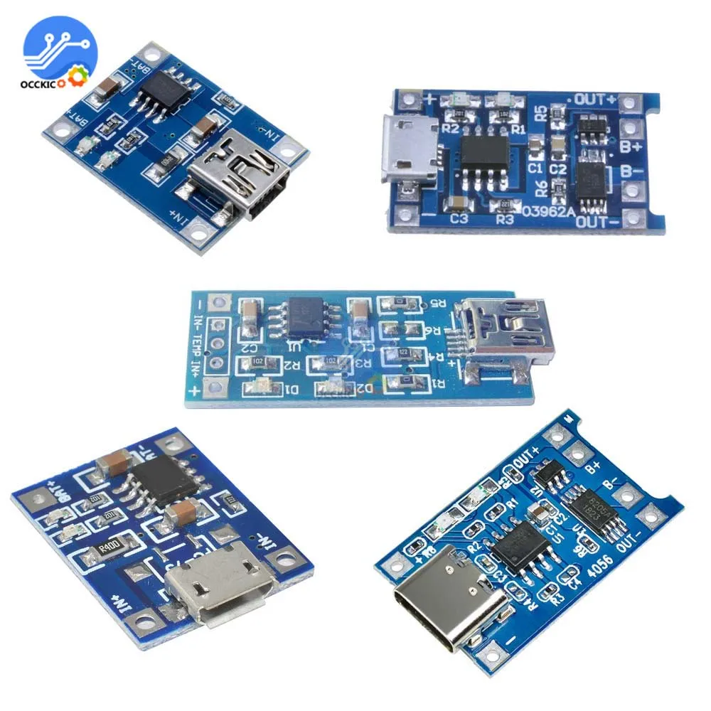 5pcs BMS 5V 1A 18650 Lithium Battery Charger Board Mini/Micro USB TYPE-C Power Charging With Protection Functions