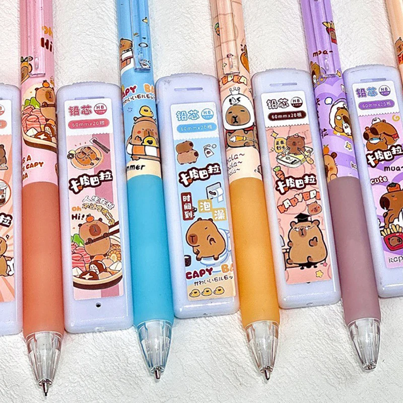 0.5mm Kawaii Capybara Mechanical Pencil Set Cute School Office Supplies Writing Drawing Pencils Cartoon Children Stationery Gift