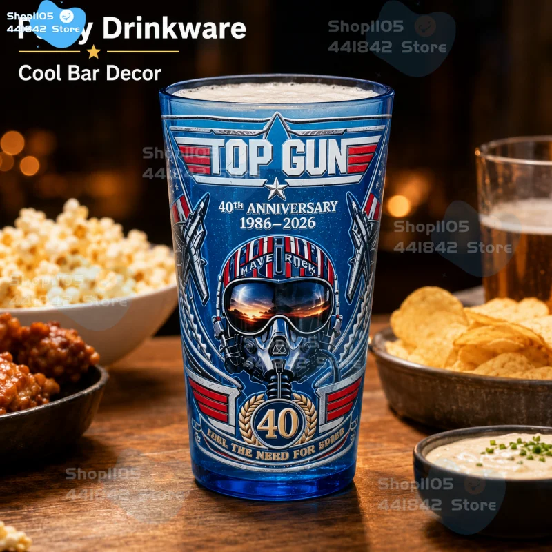2026 Top Gun 40. Jubiläum Sammler-Bundle, Maverick Whiskey-Glas Tumbler Schlüsselanhänger-Set, Geschenk für Maverick-Fans und Top Gun-Liebhaber