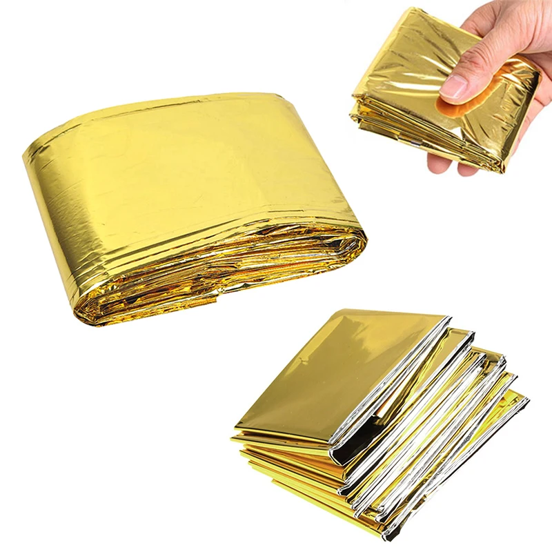 160*210cm Outdoor Emergency Survival Blanket Waterproof Foil Thermal Space Lifesaving Sliver Blanket