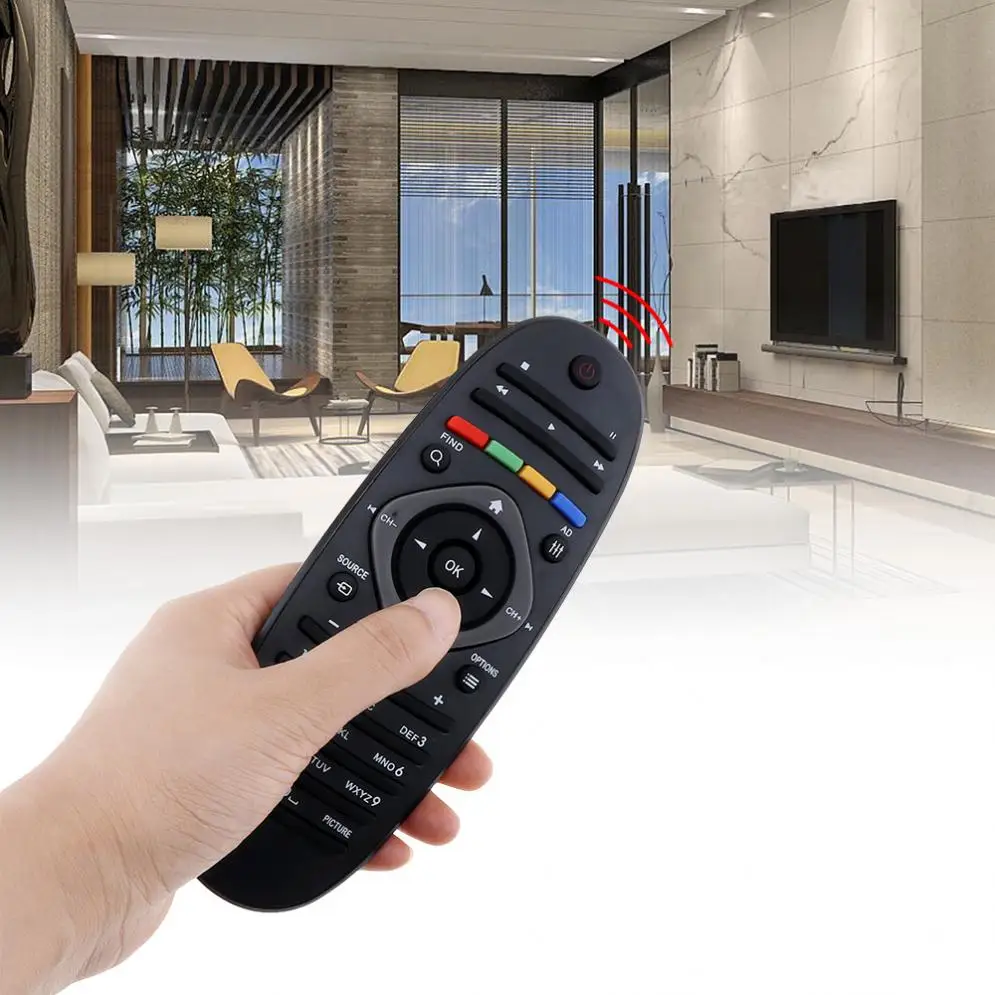 433 MHz IR TV Remote Control Fit for Philips TV 39PFL 42 46 50 55 PFL5721/T3 50PFL5820, Black Remote Control