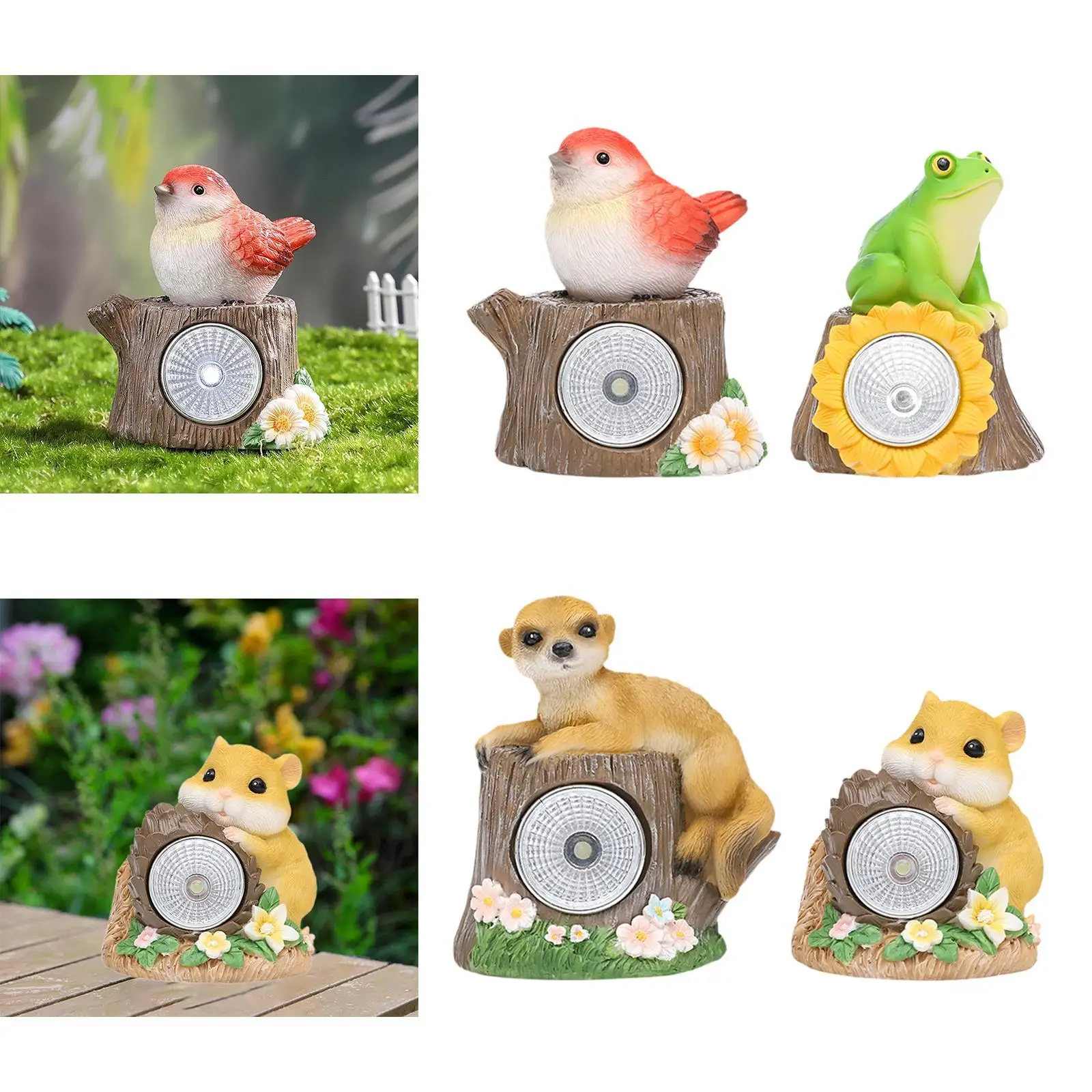 

Статуя животного на открытом воздухе с солнечными фонарями, скульптура из смолы для газона во дворе